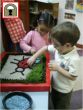Moss and leaves are added